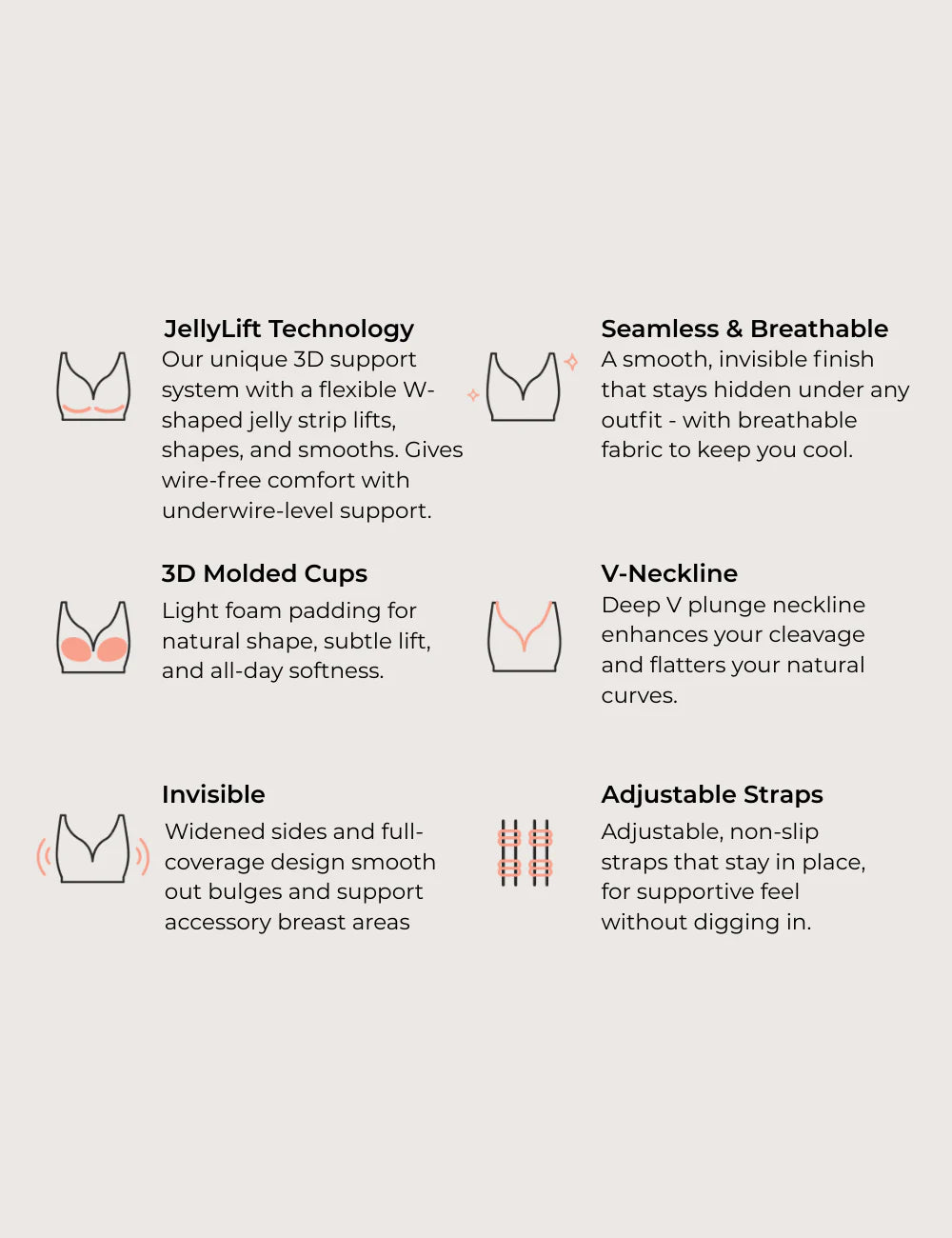 Seamless Deep V Push-Up Wireless Bra